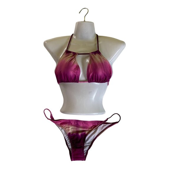 Fashion Nova Ombre Halter Bikini X-Large Pink/Beige Swimwear Sexy Beach Pool Y2K - Picture 1 of 9